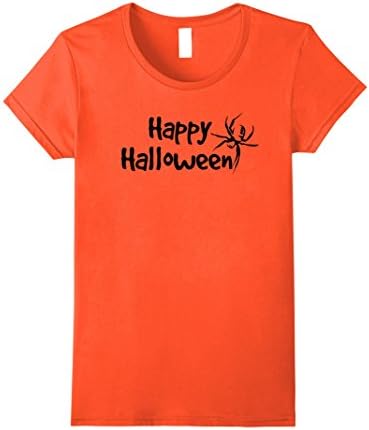 Womens Happy Halloween spider T-shirt XL Orange
