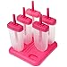 Popsicle Molds, Ozera Set of 6 Reusable Pink Ice Pop Molds, Popsicle Maker for Juice, Yogurt, Fruit- with Silicone Funnel & Cleaning Brush