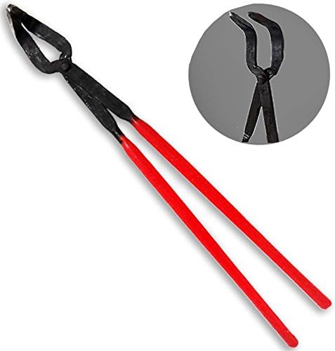 14" (35.6 cm) Crucible Tongs | Curved Tips for Secure Grip | Heavy-Duty with Heat-Resistant Rubberized Handles | Ideal for Molten Metal Handling