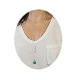 Zealmer Women Layered Gold Chain Layering Necklace Bar Necklace Waterdrop Turquoise Bead Silver Color
