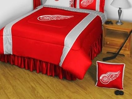 Detroit Red Wings Bedding Nhl Sidelines Comforter And Sheet Set