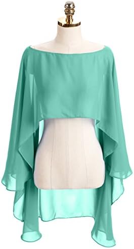 Automan Chiffon Bridal Evening Scarves Wraps Shawls for Bridesmaid Prom Wedding (One-Size, Green)