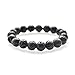10mm Natural Semi Precious Stone Elastic Beaded Bracelet For 6 - 7.4 Inch Wrist Men Women (Lava Rock)