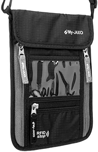 My-JAXO Premium Family Travel Neck Pouch Wallet Safety Passport Holder Keep Cash And Documents Safe for Men and Women Peace Of Mind on your Travel with RFID Blocking Black, Grey, Red 3 My-JAXO Premium Family Travel Neck Pouch Wallet Safety Passport Holder Keep Cash And Documents Safe for Men and Women Peace Of Mind on your Travel with RFID Blocking Black, Grey, Red
