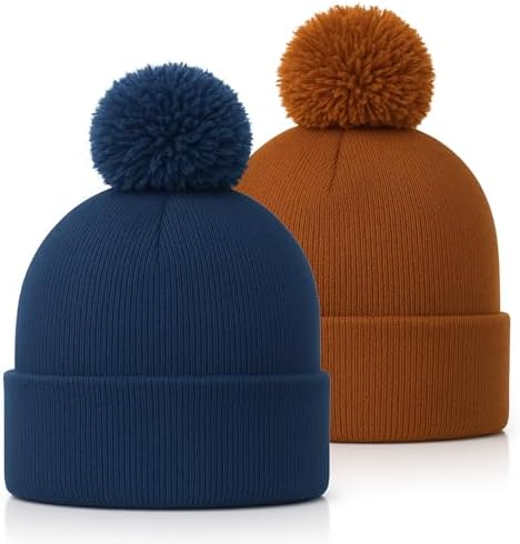 August Hat Company Black Wool Hat w Grey Pom Poms Amazon.com: August Caps Black & Dark Grey Striped Pom Pom  main image 3