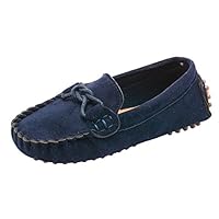 WUIWUIYU Boys Girls Toddlers Casual Cute Suede Slip-On Loafers Moccasins Shoes Bule Size 2 M Blue