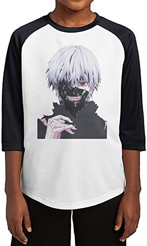 Kra8er Tokyo Ghoul Kaneki Ken Youth Boys Girls 3/4 Sleeve Raglan Baseball Tees 100% Cotton