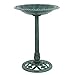Nova Microdermabrasion 28 Inch Height Pedestal Bird Bath - Antique Green Resin Birdbath for Vintage Decoration in Outdoor Garden Courtyard