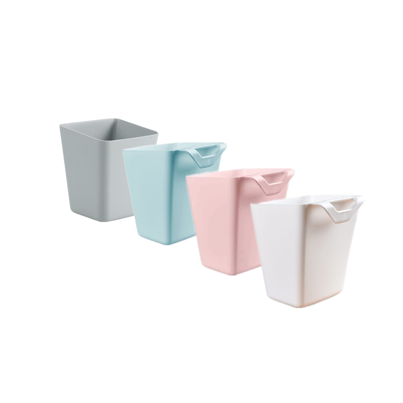 Rikyo 4 Pack Hanging Cup Holders,Trolley Basket Storage,Rolling Cart Accessorie,4.75x4 Storage Containers Hanging Buckets Hanging Bins,Make Up Pencil Holder,Kitchen Container (4 Colors)