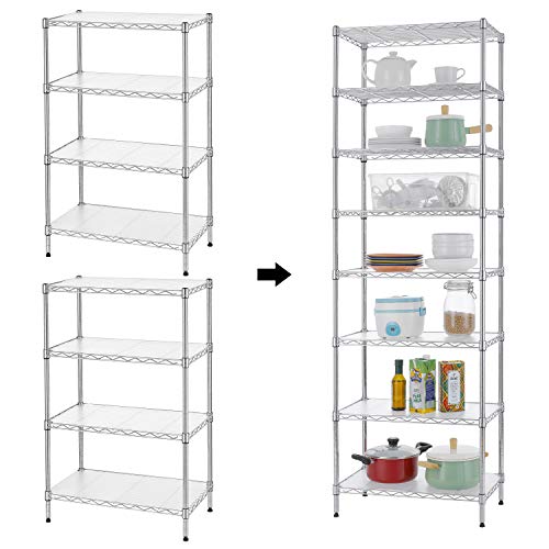 Finnhomy 8Tier Wire Shelving Unit, Adjustable Pantry Shelves, Metal