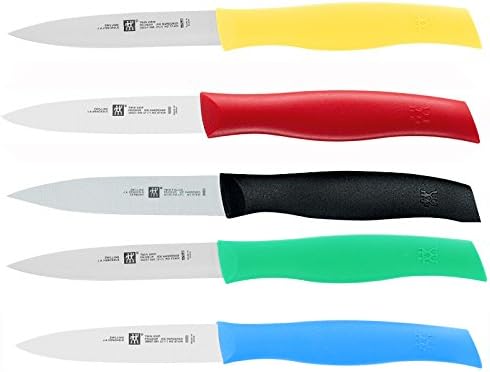 ZWILLING J.A. Henckels International 3.5" Paring Knife with Twin Grip Handle set of 5, (Red, Blue, Black, Yellow, and Green)