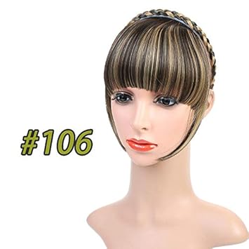 Amazon Com Clip In Hair Bang Synthetic Bangs Braid Headband