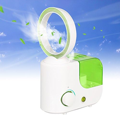 LOHOME Bladeless Fan Air Humidifier - Diffuser Air Purifier with Fan Perfect for the Office, Kitchen, Living Room Or Children's Room Desk Fan (Green)