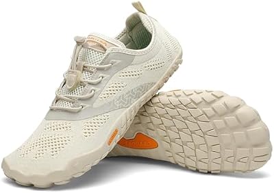 Barefoot Zapatillas de Trail Hombre Mujer Zapatos de Deporte Transpirable Antideslizante Calzado Minimalistas Beige 43 EU