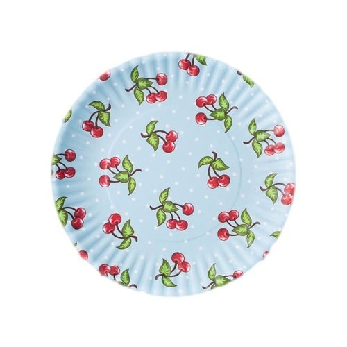 Set Of 4 Red Cherries/ Blue Background Reusable Melamine Plates-9" (844828057897)
