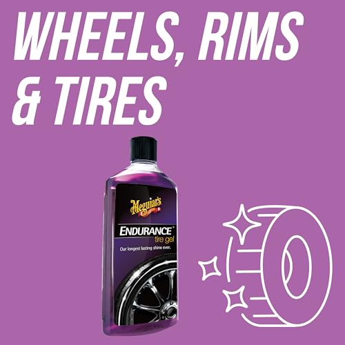 Meguiar's Endurance Long-Lasting High Gloss Black Premium Tyre Gel, 473 ml | Delivers a Rich High Gloss Shine with UV Protection and a No-Mess Gel Formula - G7516EU