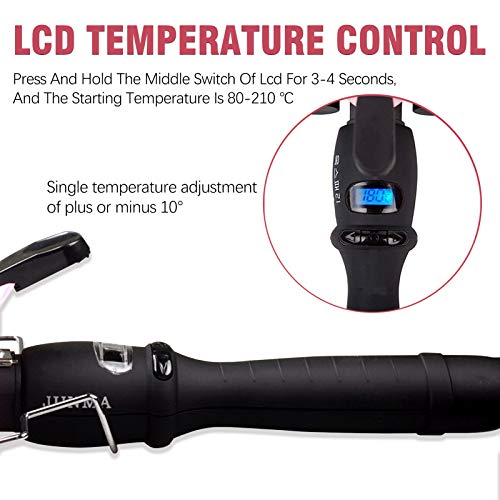 Nazano 3 Barrel Curling Iron,25mm Hair Curling Iron Crimper, 1 inch Ceramic Hair Waver Curling Wand Tool,LCD Temperature Adjustable & Heat Up Quickly