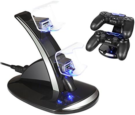 PS4 Controller Charger Dock Station - Raynic Dual USB Charging Stand Kit With LED Indicator for Sony PlayStation 4 PS4 Slim PS4 Pro Controller, Black