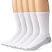 Fruit of the Loom Men's 5 Pack Crew Socks, White, Shoe Size: 11-15