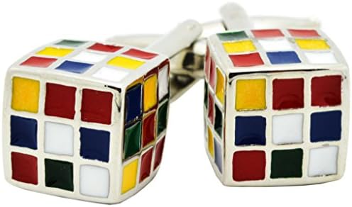 HEHIM(TM) 2 PCS Cuff Links for Men Colorful Rubik's cube With Gift Box FCL-021