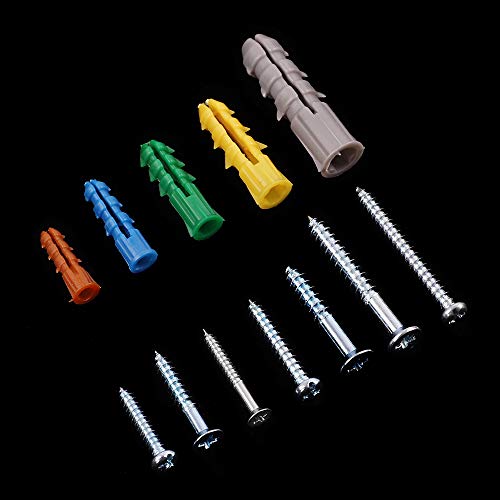 HongWay 370pcs Plastic Drywall Wall Anchors Kit with Screws, Includes 5