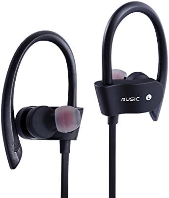 Wireless Headphones Sweatproof Bluetooth Earbuds Lightweight Sports Neckband Noise Cancelling V4.1 In-Ear 6 Hour Playing Time Build-In Microphone for Running and Gym Proshine Headset(BLACK)