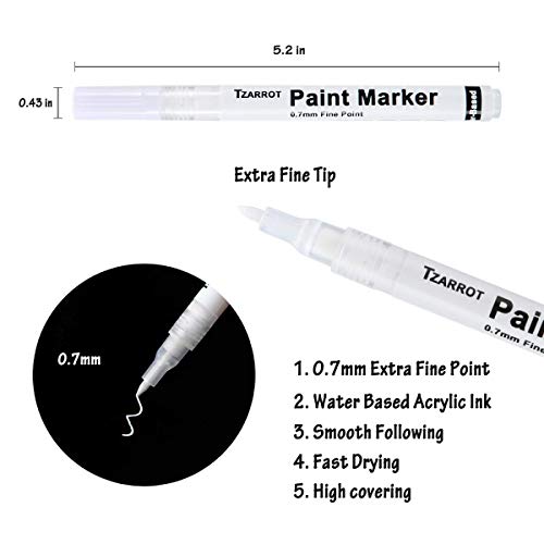 White Paint Pen, 8 Pack 0.7mm White Acrylic Paint Pens Quickdrying