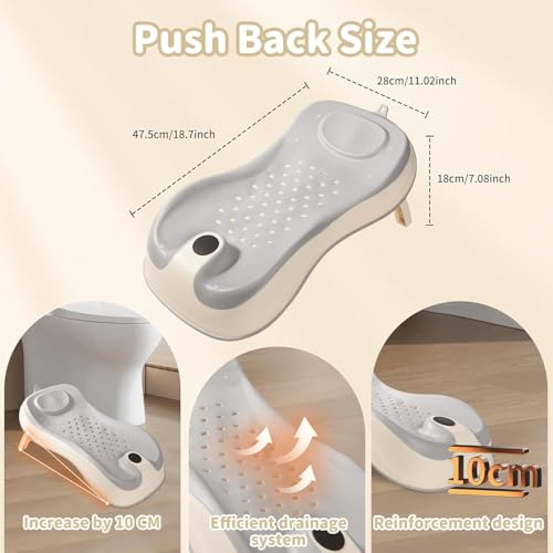 Foldable Baby Bath Tub with Seat, Portable Infant Bathtub, Drain Hole and Thermometer, Anti-Tip Legs, Non-Slip Shower Basin for 0-8 Years Boy Girl