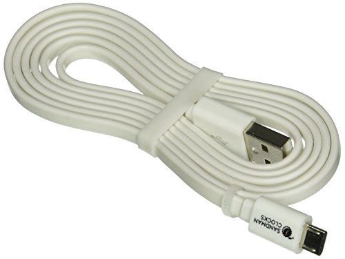 Sandman Clocks Micro-USB to USB Flat, Android Charging Cable, White, 4 Foot