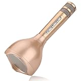 Portable Wireless Karaoke Microphone, Bluetooth Speaker Player for Music Playing Singing at Home KTV Party Travel Outdoor, Adapt to Apple iPhone Android Smart Phone PC Apps (Gold)