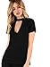 MakeMeChic Women's Choker V Neck Slub Tee Cutout Plunging T-Shirt Top Black L