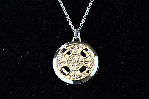 Celtic Cross Chrome Polished Aromatherapy Essential Oil Diffuser Necklace Locket Jewelry Gift Set (Includes Lavender Peppermint Zen Inner Calm - 5 ml Bottles) - Thumbnail 6