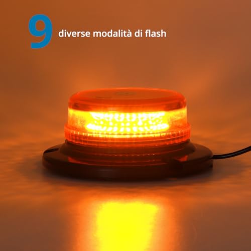 AUTOUTLET 36 LED 18W Strobe Light, Rotating Headlight with Magnetic Base and 5 Metre Cable, 9 Flashing Modes, for Tractor Truck Car (Orange)