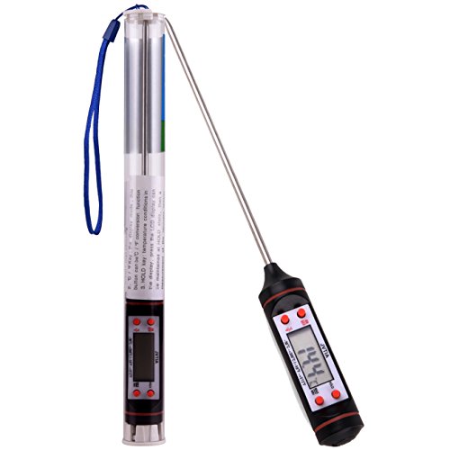 Digital Meat Grill Thermometer-JVITA Instant Read Kitchen Cooking Classic Pen Style Household Thermometer, Long Probe, LCD Screen, Best for Food, Meat, Grill, BBQ, Milk, and Bath Water, Black
