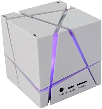 Dlisten Cube Ultra-Portable LED Lighting Wireless Bluetooth Speaker, Powerful Sound with Build-in Microphone, Work for iPhone iPad iPod Samsung Tablet Laptop MP3 CD Player Support TF/AUX/USB (White)