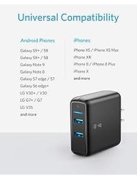 Anker Cargador de carga rápida 3.0 39W Cargador de pared USB dual, PowerPort Speed 2 para Galaxy S10 S9 S8 Edge Plus, Note 8 7 y PowerIQ para iPhone Xs XS Max XR X 8 Plus, iPad Pro Air 2 Mini, LG, Nexus, HTC y más