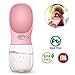 Tabpole Dog Water Bottle, Portable Pet Cat Dog Water Dispenser Antibacterial Food Grade Leak Proof Water Bowl for Outdoor Travel Drinking Cup - BPA Free, 350ml Big Trough (Pink)