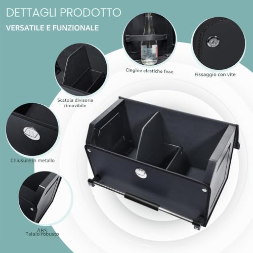 XCF Car Trunk Organizer, Push-Pull Handle, Folding Leather 2 Compartments Car Trunk Organizer, Suitable for All Types SUV, Minivan (Black)