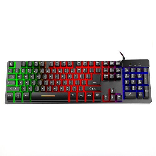 Gaming Keyboard, Topoint Colorful LED Illuminated Backlit USB Wired Computer Gaming Keyboard for PC