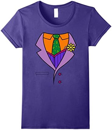 Womens Fake Tuxedo Suit with Green Tie and Practical Joker Flower Small Purple