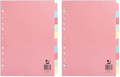 Q-Connect 10-Part Subject Divider Multi-Punched A4 Pack of 2