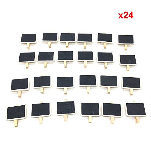 HUELE 24 PCS Chalkboards blackboards with Wooden Blackboard Clip Message Board Signs and Labels Clips(2''x2.76'')