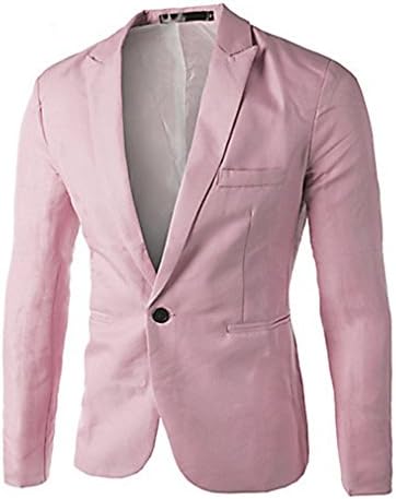 CELINO Men's Fashion One Button Fitted Business Blazer, Pink X-Large