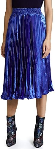 English Factory Women's Metallic Satin Pleated Skirt, Sapphire, Medium