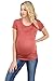 LaClef Doubled Layered Round Neck Ruched Maternity Nursing Breastfeeding Top (Large, Brick)