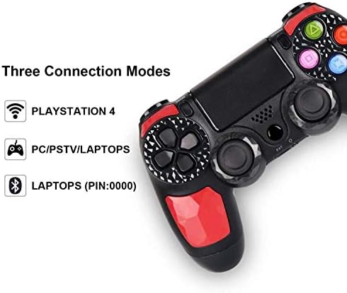 Game Controller for PS4,Wireless Controller for Playstation 4 with Dual Vibration Game Joystick (Red）