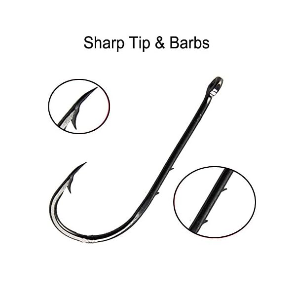 JSHANMEI-Fishing-Hooks-Black-Offset-Long-Barbed-Shank-Beak-Bait-Holder-Hook-with-2-Baitholder-Barbs-Jig-Fish-Hooks-Pack-of-100