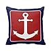 Nautical Anchor - Red White and Blue Throw Pillow Personalized 18x18 Inch Square Cotton Throw Pillow Case Decor Cushion Covers by deardeer