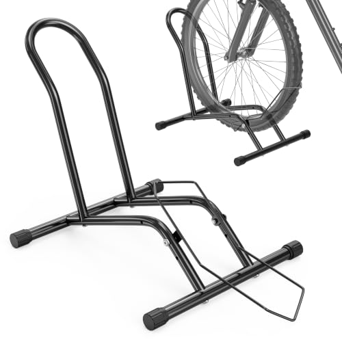 gaobaidu Soporte de Suelo para Bicicletas, Soporte de Bici Ajustable, Portabicicletas Ahorrador de Espacio para MTB y Bici de Carretera, Diámetro de Rueda Máx 76 cm, Uso Interior y Exterior (Negro)
