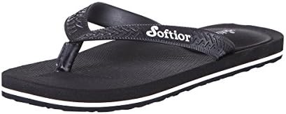 Softior Womens Arch Support Cushioned Foam Footbed Flip-Flop Beach Shoe Slipper Thong (7, Black)